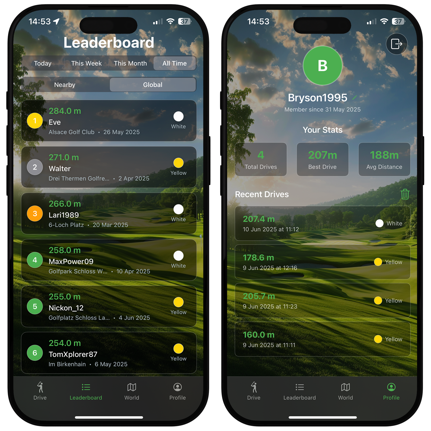 Golf App Interface